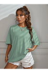 Deocept Kadın Basic Yeşil Oversize T-Shirt 