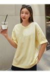 Deocept Kadın Basic Sarı Oversize T-Shirt
